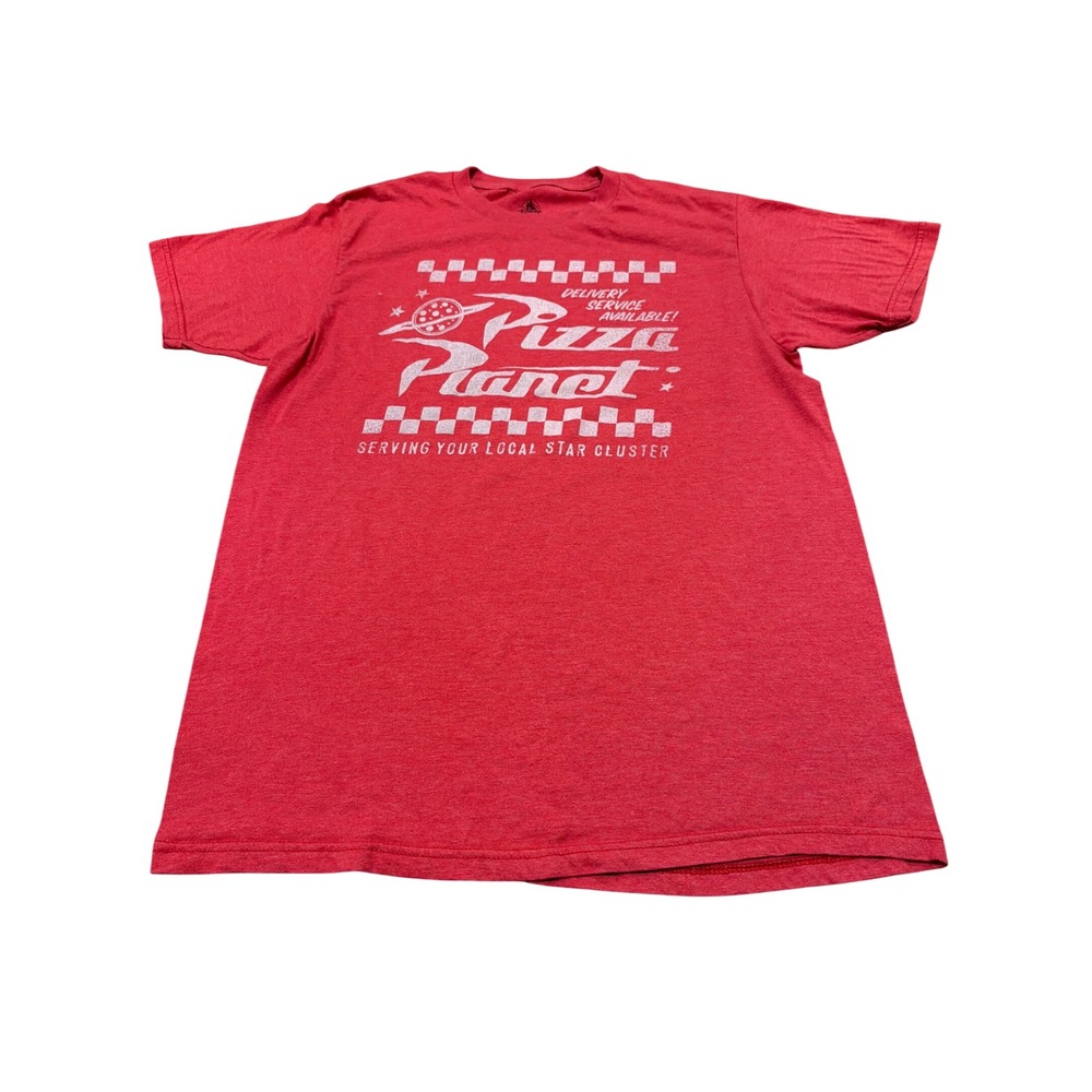 Disney Pixar Toy Story Pizza Planet Graphic T-Shirt Mens Medium Red Short Sleeve